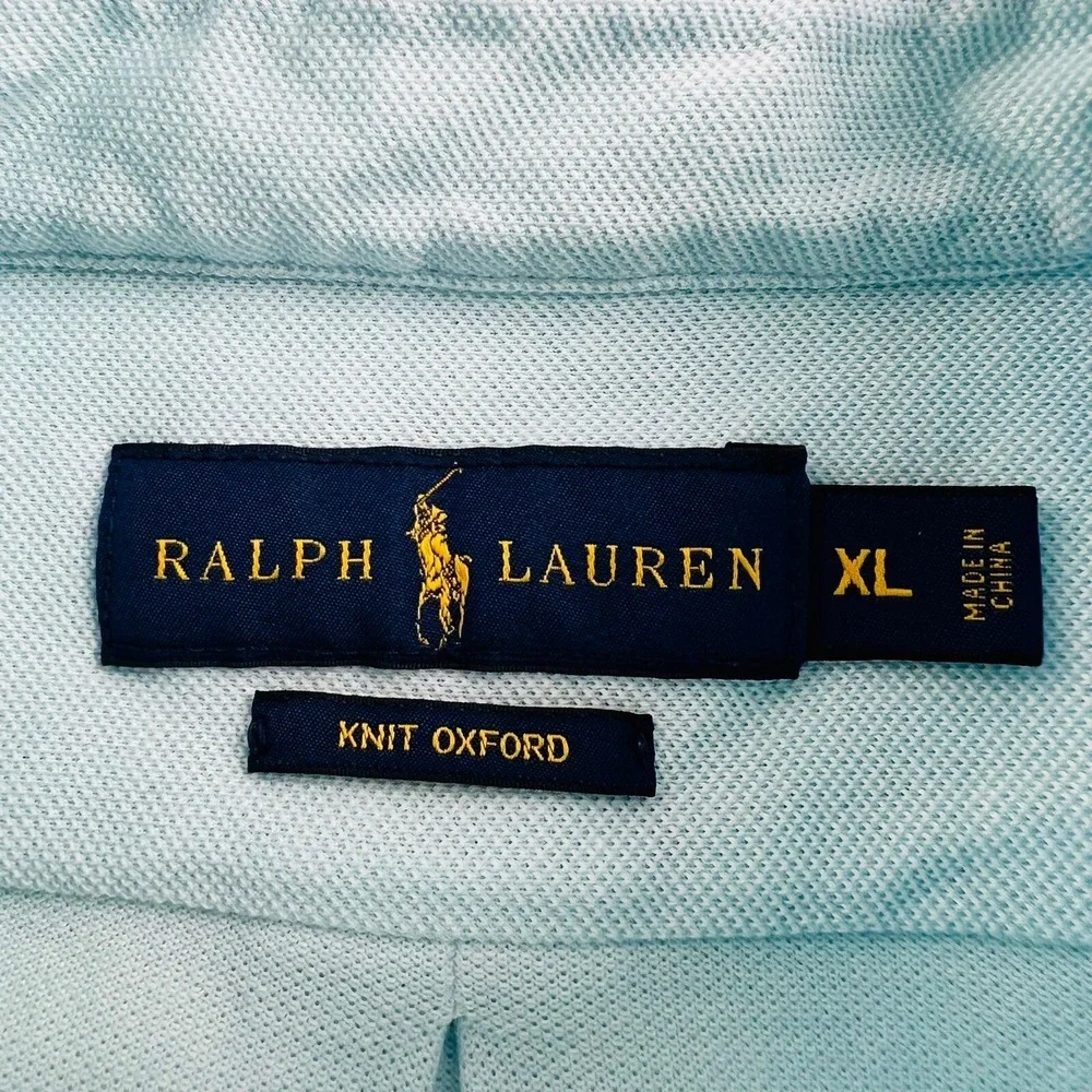 Ralph Lauren Lt Blue w/ Embroidered Marlin All‎ Over Knit Oxford Polo Shirt XL